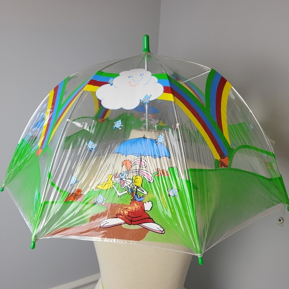 WHO FRAMED ROGER RABBIT VTG Child's Vinyl Umbrella Curved Handle Wristlet Strap - Picture 3 of 11
